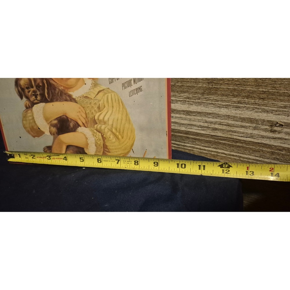 Vintage Style Metal Tin Sign Girl Holding Puppy Dog Rustic Wall‎ Decor 12x16
